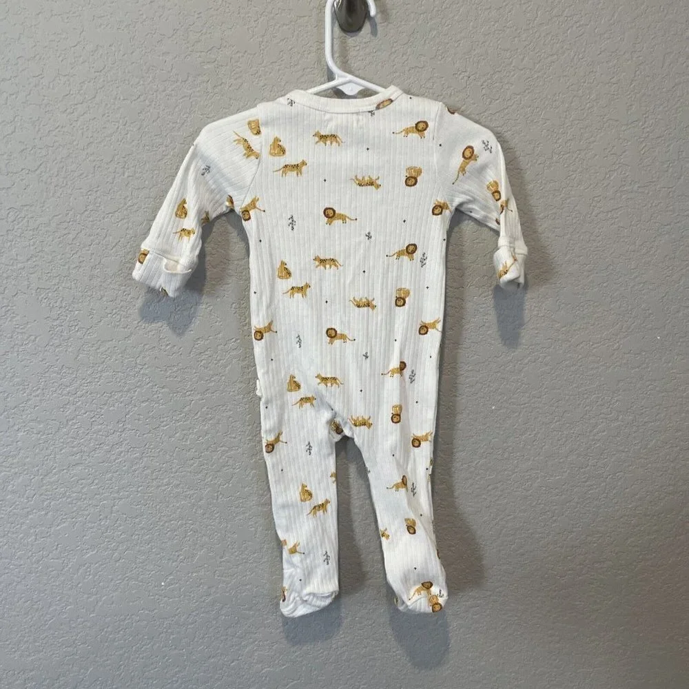 Emily & Oliver Rabbit + Bear Organic Cotton Infant Green Sleeper 6-9 Jungle Lion
